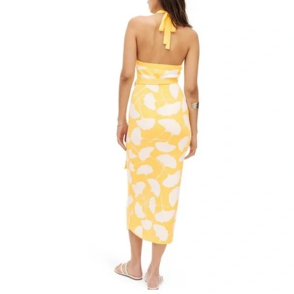 Target Dresses | Dvf Target Yellow Halter Neck Tie Ginkgo Dress | Color: White/Yellow | Size: Xxs | Mdavret's Closet